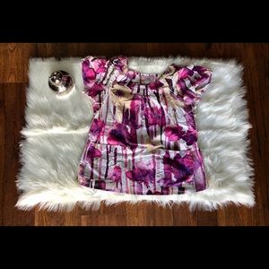 PINK FLORAL KOI SCRUB TOP